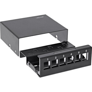 InLine® Desktop Consolidation Point Box 6x Keystone RJ45, metal, black RAL9005