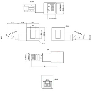 InLine® Patchkabel-Adapter Cat.6A, RJ45 Stecker/Buchse, 90° nach oben gewinkelt
