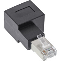 InLine® Patchkabel-Adapter Cat.6A, RJ45 Stecker/Buchse, 90° rechts gewinkelt