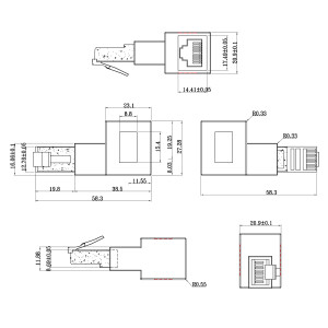 InLine® Patchkabel-Adapter Cat.6A, RJ45 Stecker/Buchse, 90° nach links gewinkelt