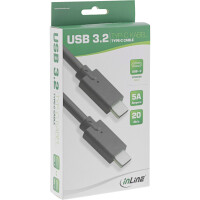 InLine® USB 3.2 Gen.2x2 Kabel, USB-C Stecker/Stecker, schwarz, 0,5m