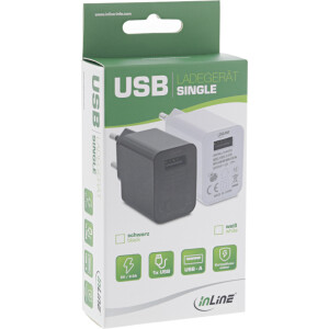 InLine® USB Power Adapter Single, 100-240V to 5V/2.5A, black