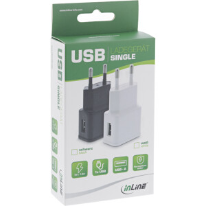 InLine® USB Ladegerät Single, Netzteil, 100-240V zu 5V/1,2A, weiß