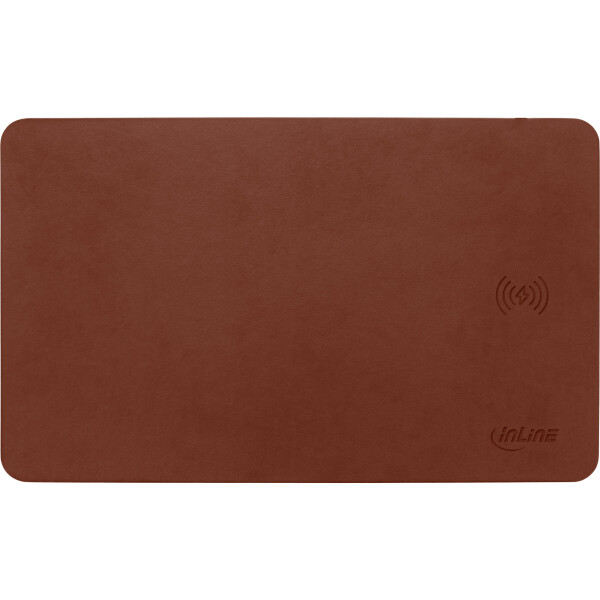 InLine® Mouse pad, wireless charging, 370x225x7mm, brown