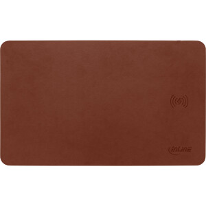 InLine® Mouse pad, wireless charging, 370x225x7mm, brown