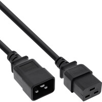 InLine® power cable C19 / C20 3-pin IEC male / female black 10m