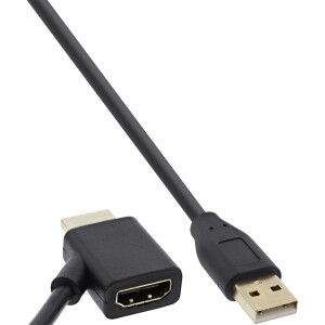 InLine® HDMI Adapter M / F with USB-A power injector 0.5m