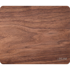 InLine® WoodPad, real wood mouse pad, walnut, 240x200mm