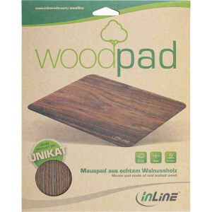 InLine® WoodPad, real wood mouse pad, walnut, 240x200mm