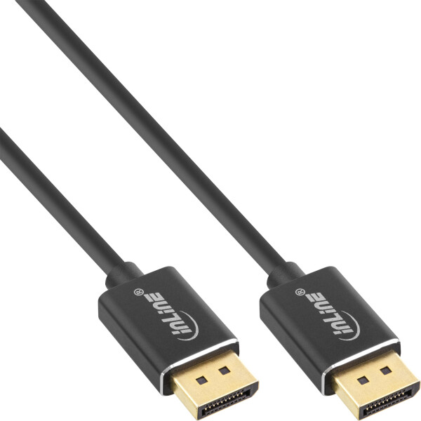 InLine® DisplayPort 1.4 cable Slim, 8K4K, black, gold-plated contacts, 2m