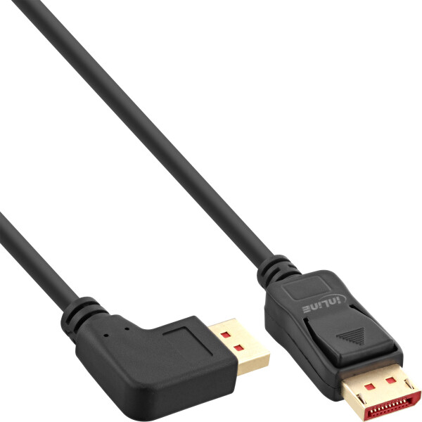 InLine® DisplayPort 1.4 Kabel, 8K4K, links gewinkelt, schwarz/gold, 1m