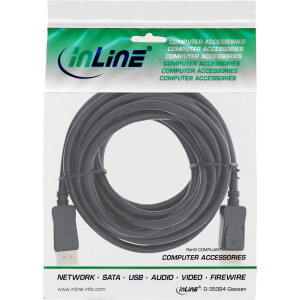 InLine® DisplayPort 1.4 Kabel aktiv, 8K4K, schwarz, vergoldete Kontakte, 7,5m