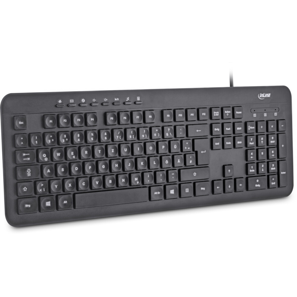 InLine® Keyboard with USB cable, German layout, black