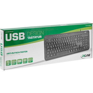 InLine® Keyboard with USB cable, German layout, black