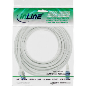 InLine® Patchkabel, Cat.6A, S/FTP, TPE flexibel, weiß, 50m