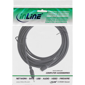 InLine® DC extension cable, DC plug male/female 4.0x1.7mm, black, 2m