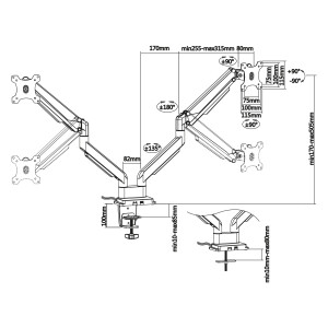 InLine® Tischhalterung mit Lifter & USB/Audio, 2 Monitore bis 81cm (32"),schwarz