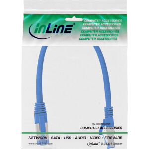 InLine® Patchkabel, S/FTP (PiMf), Cat.6A, halogenfrei, blau, 0,3m