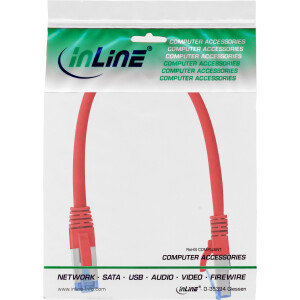 InLine® Patchkabel, S/FTP (PiMf), Cat.6A, halogenfrei, rot, 0,3m