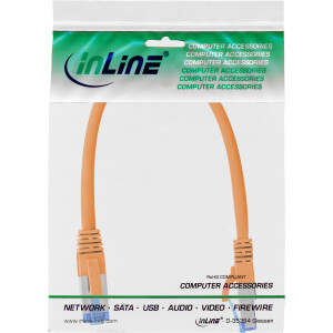 InLine® Patch Cable S/FTP PiMF Cat.6A halogen free 500MHz orange 0.3m