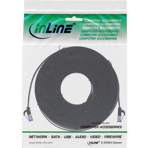 InLine® Patchkabel flach, U/FTP, Cat.6A, TPE halogenfrei, schwarz, 7,5m