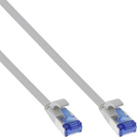 InLine® Patch cable flat, U/FTP, Cat.6A, TPE halogen-free, grey, 7.5m