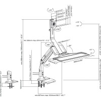 InLine® Workstation desk mount with lift, movable, up to 81cm (32") / 9kg