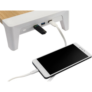 InLine® Monitor Platform+, 2x USB 3.2 Gen1 and QC3 charging, 80mm, max. 15kg