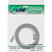 InLine® Patch cable flat, U/FTP, Cat.6A, TPE halogen-free, grey, 1m