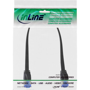 InLine® Patch cable flat, U/FTP, Cat.6A, TPE halogen-free, black, 0.3m