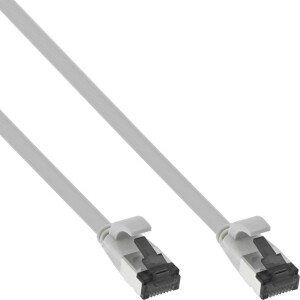 InLine® Patch cable flat, U/FTP, Cat.8.1, TPE halogen-free, grey, 0.5m