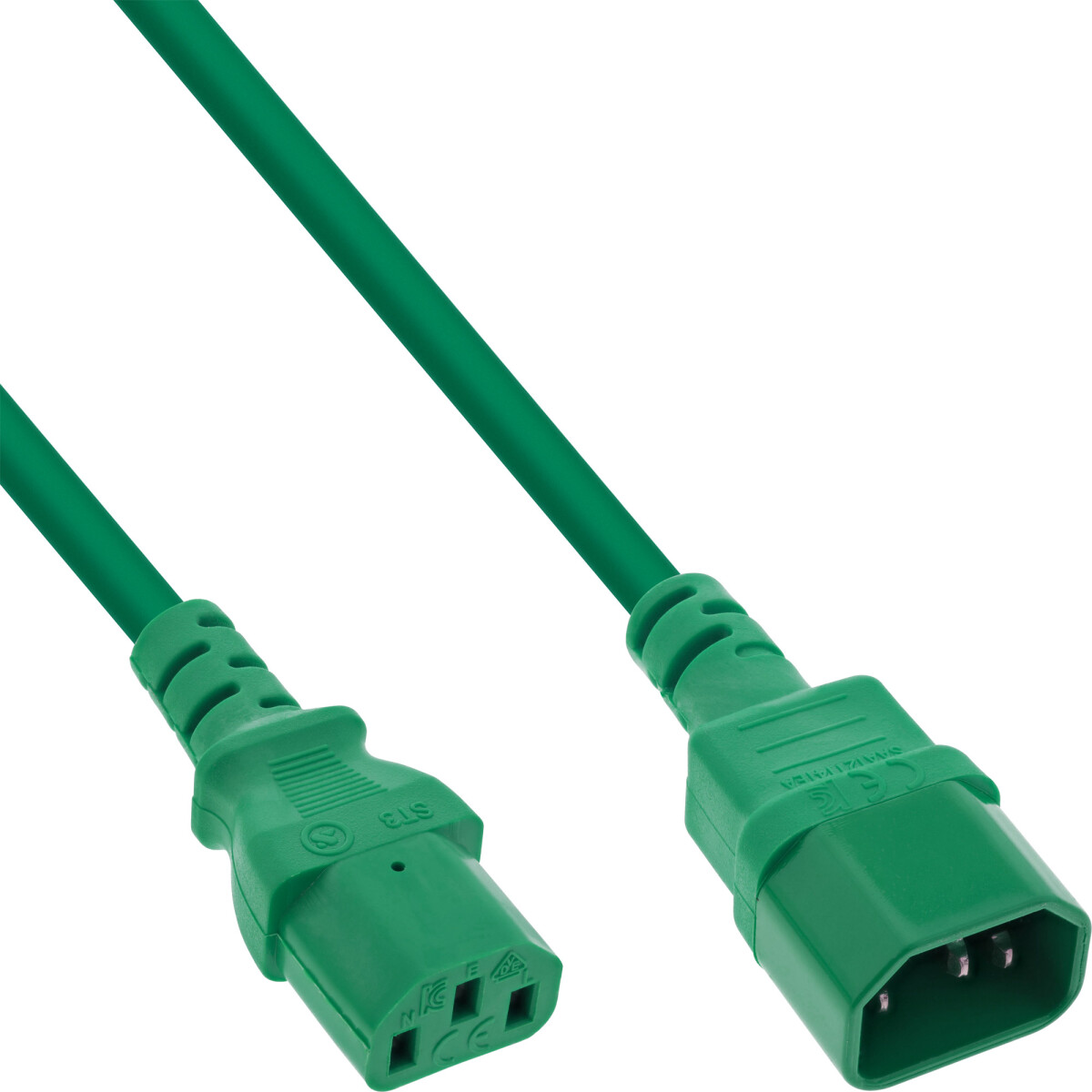 InLine® cold device extension, C13 / C14, green, 2m