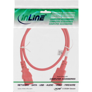 InLine® cold device extension, C13 / C14, red, 0.5m