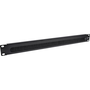 InLine® 19" Cable entry plate with brush, 1U, RAL 9005 black