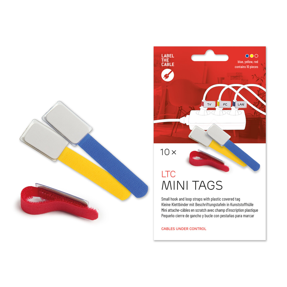 Label-The-Cable Mini, LTC 2530, set of 10 mix (4 red, 3...