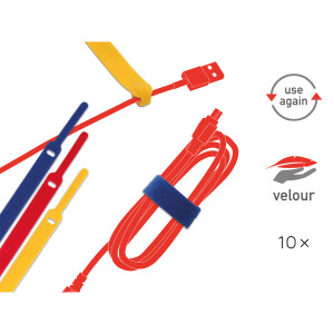 Label-The-Cable Basic, LTC 1130, 10er Set mix (gelb, blau, rot)