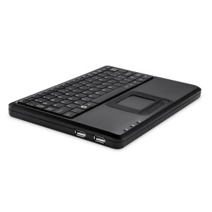 Perixx PERIBOARD-510 H PLUS US, Mini USB-Tastatur, Touchpad, Hub, schwarz