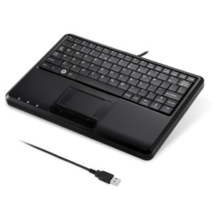 Perixx PERIBOARD-510 H PLUS US, Mini USB-Tastatur, Touchpad, Hub, schwarz