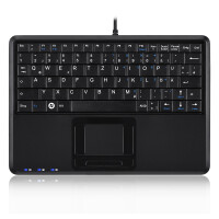 Perixx PERIBOARD-510 H PLUS US, Mini USB-Tastatur, Touchpad, Hub, schwarz