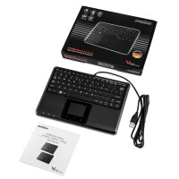 Perixx PERIBOARD-510 H PLUS US, Mini USB-Tastatur, Touchpad, Hub, schwarz