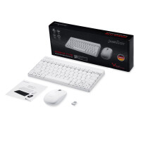 Perixx PERIDUO-712 DE W, Mini Tastatur und Maus Set, schnurlos, weiß