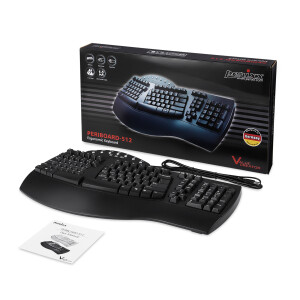 Perixx PERIBOARD-512 DE, Ergonomic USB Keyboard, black