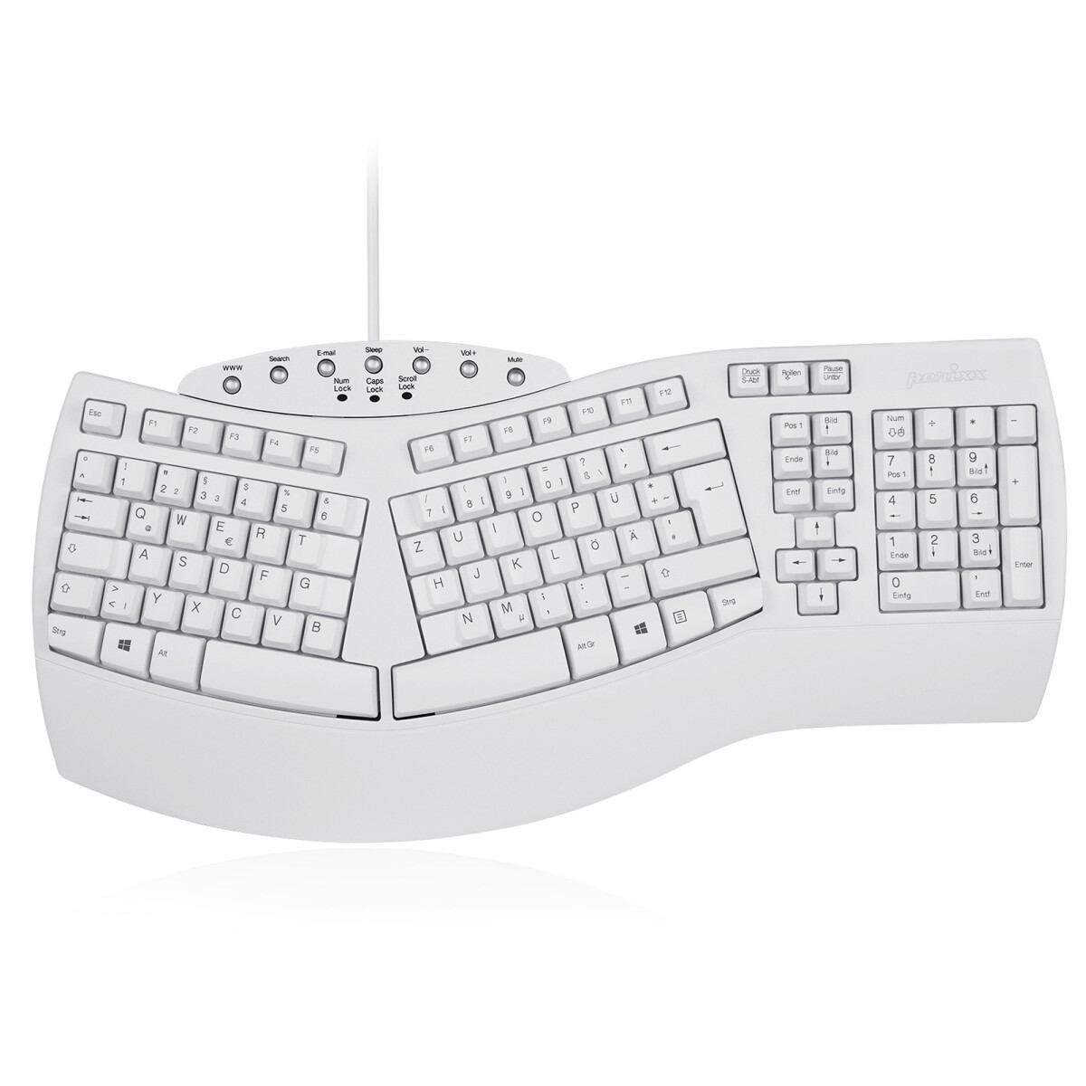 Perixx PERIBOARD-512 DE, Ergonomische USB-Tastatur,...