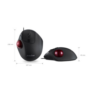 Perixx PERIMICE-517, Ergonomische Trackball Maus, USB-Kabel, schwarz