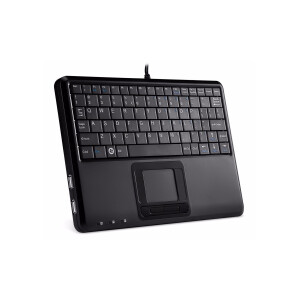 Perixx PERIBOARD-510 H PLUS FR, Mini USB-Tastatur, Touchpad, Hub, schwarz