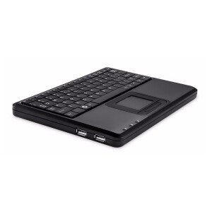 Perixx PERIBOARD-510 H PLUS FR, Mini USB-Tastatur, Touchpad, Hub, schwarz