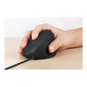 Perixx PERIMICE-519, kleine ergonomische Rechtshänder-Maus, USB-Kabel, schwarz