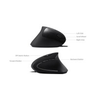 Perixx PERIMICE-513 N, Ergonomic mouse, for right-handers, vertical, black