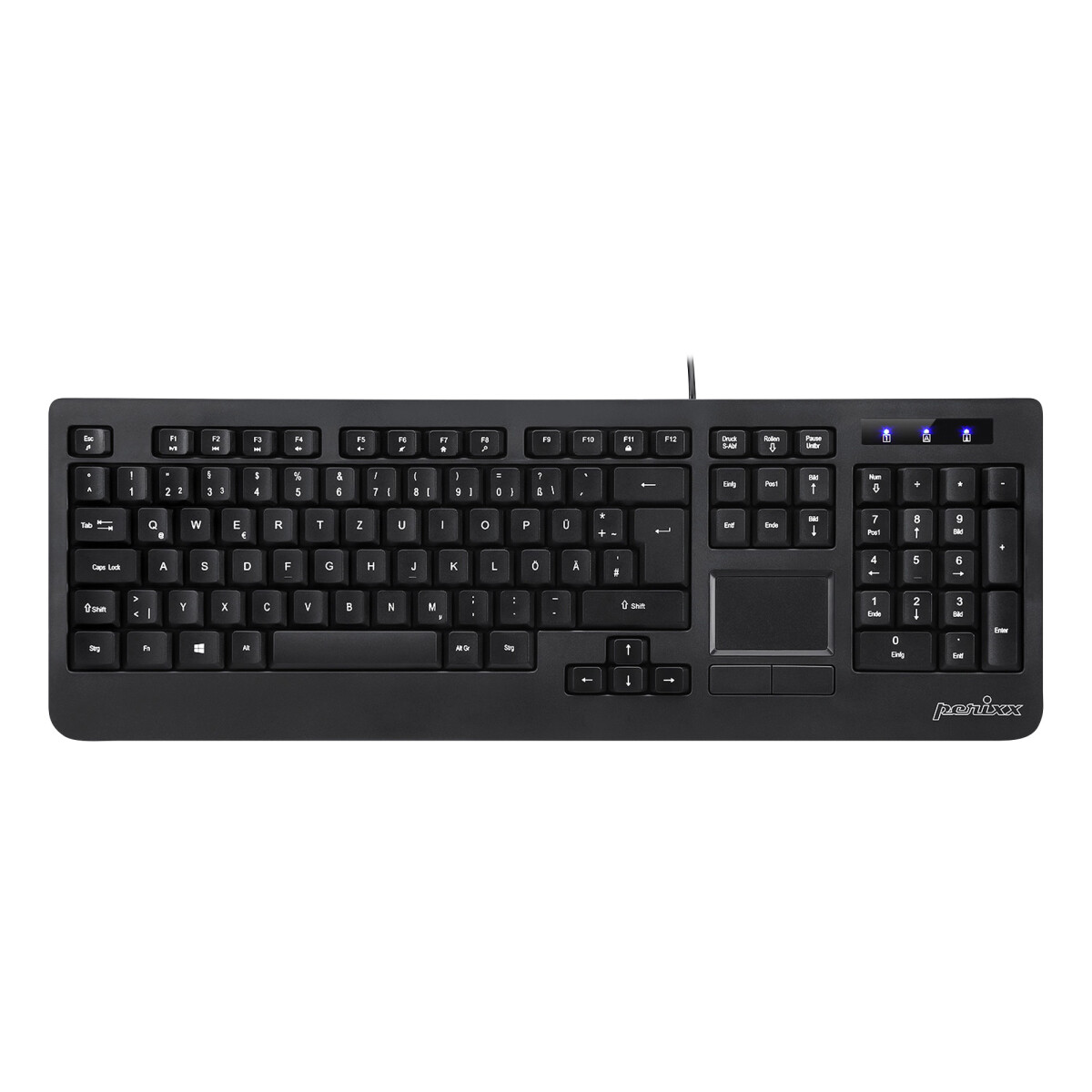 Perixx PERIBOARD-513 II US, USB-Tastatur, Touchpad, schwarz