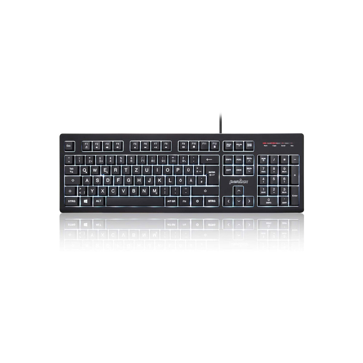 Perixx PERIBOARD-329 DE, wired, USB keyboard with backlight,